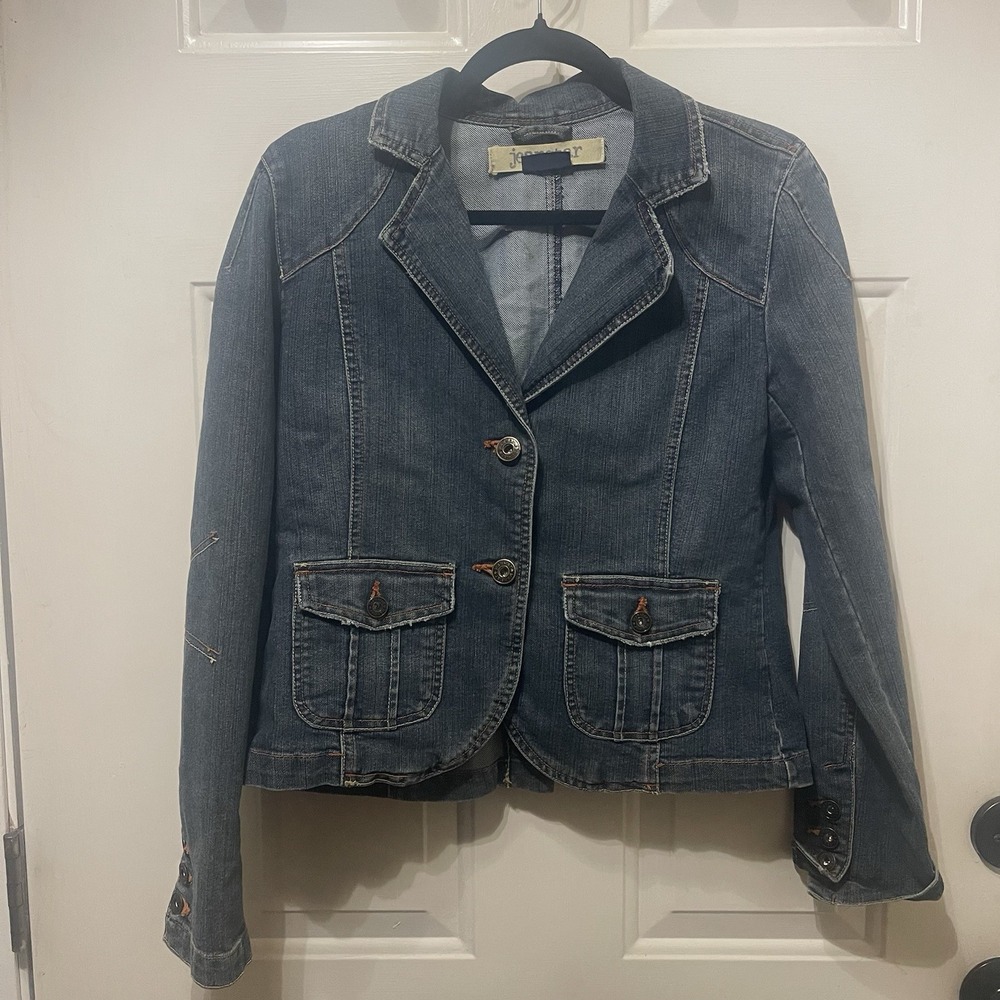 Jeanstar Womens Y2k Denim Jean Jacket Size M Blazer Style Med Wash